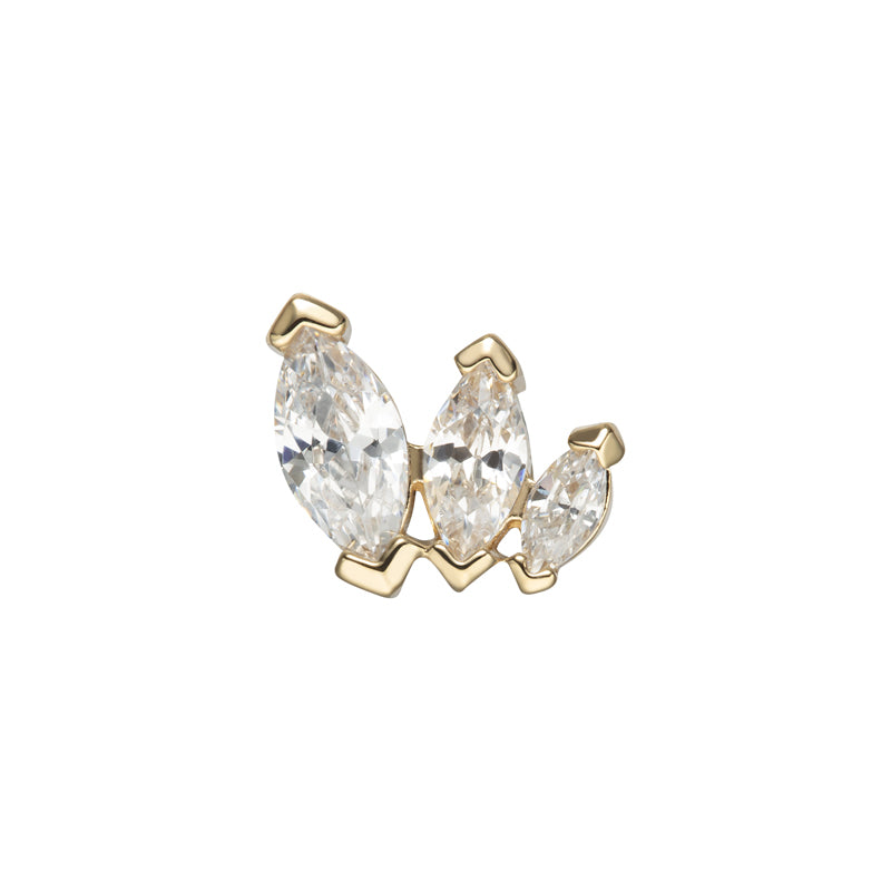 14K Solid Gold Tiered Triple Marquise
