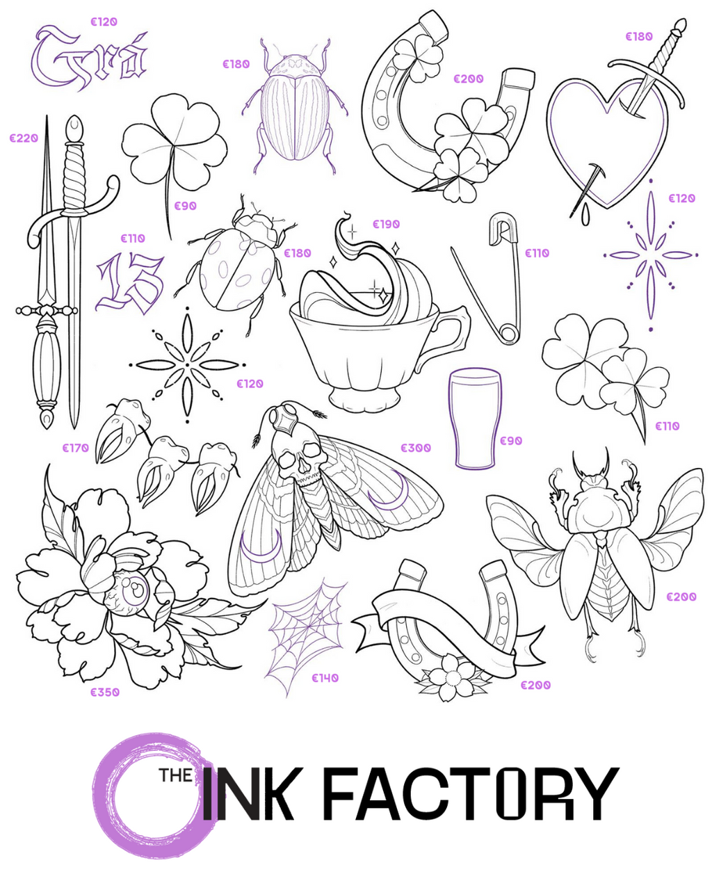 Spring Bloom Flash Tattoo Collection | Floral, Celtic & Nature-Inspired Designs — The Ink Factory Dublin