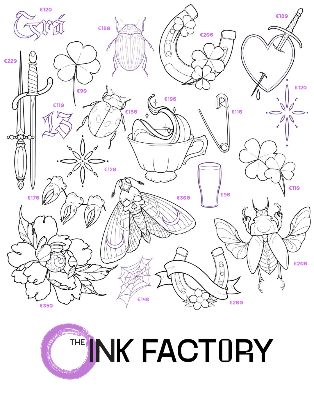 Spring Bloom Flash Tattoo Collection | Floral, Celtic & Nature-Inspired Designs — The Ink Factory Dublin