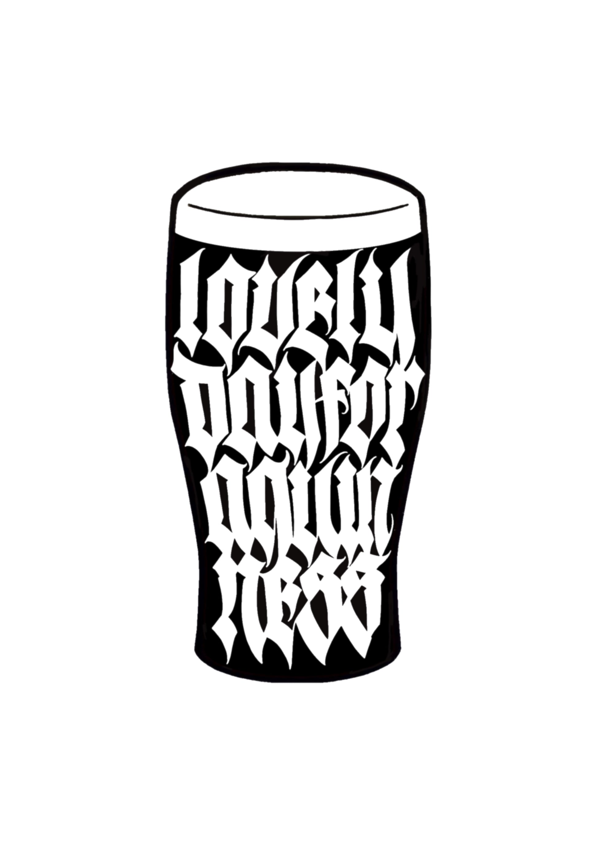 Calligram Pint Tattoo Design by Marcell – Irish Typography Flash at The Ink Factory Dublin

