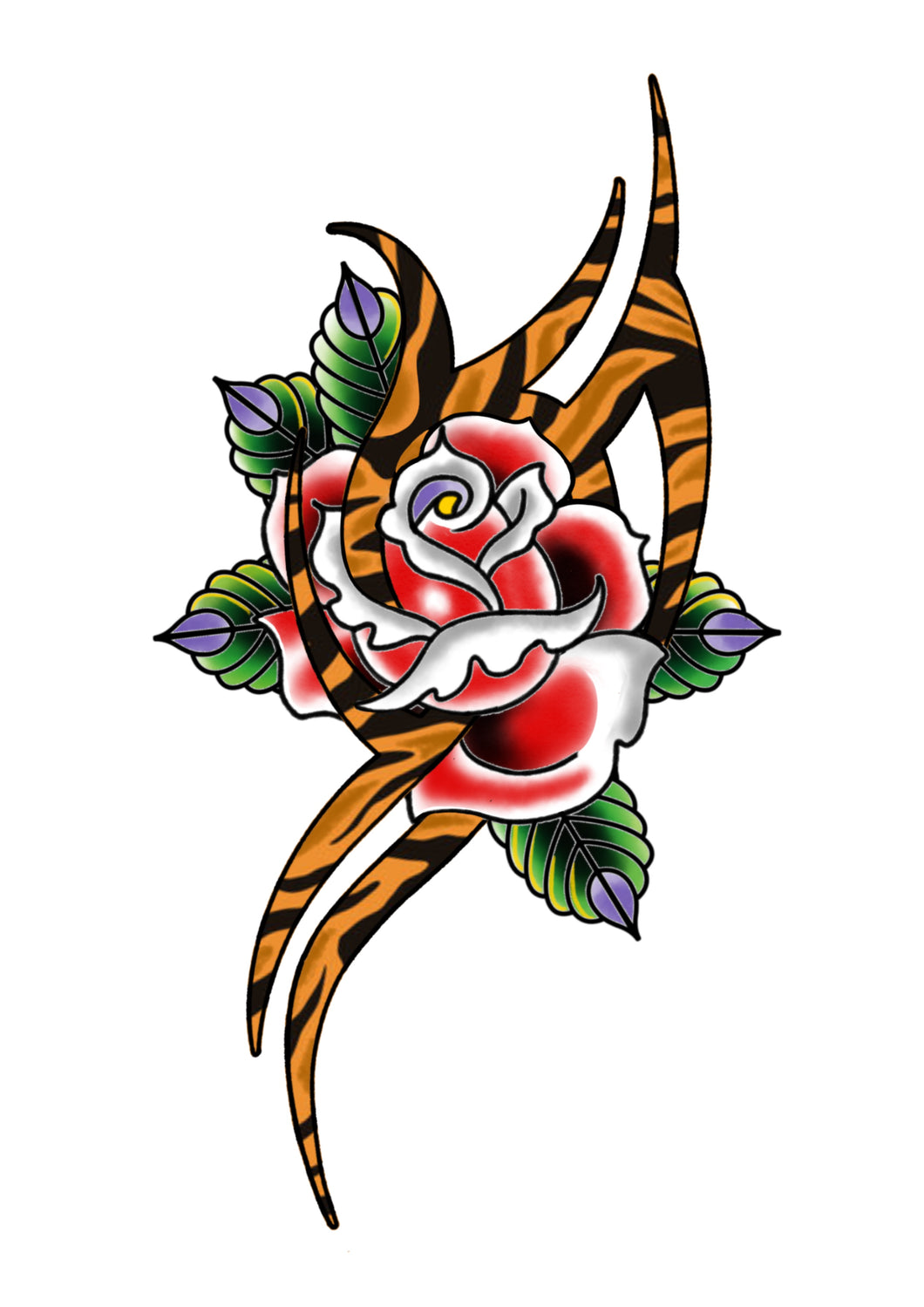 Tiger Print Tribal Rose