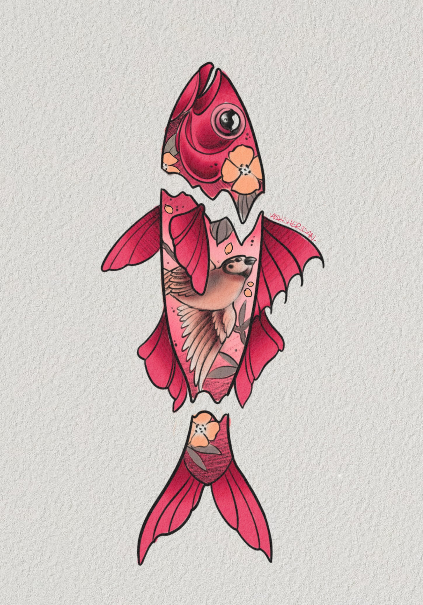 Shattered Bloom Tattoo by Ash Sheridan at The Ink Factory Dublin