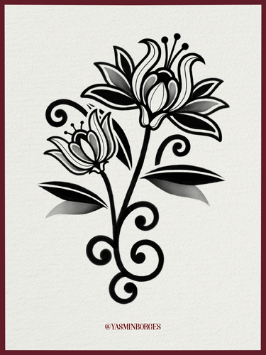 Wildflower I fine line botanical tattoo design by Yasmin Borges – available exclusively at The Ink Factory Dublin