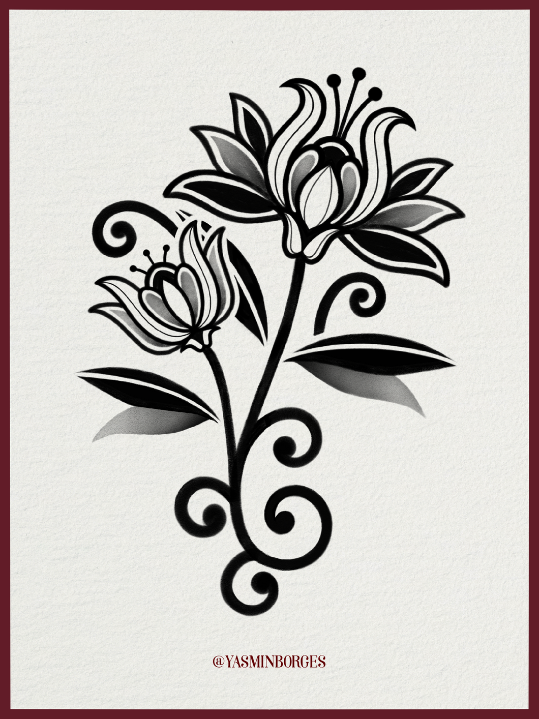 Wildflower I fine line botanical tattoo design by Yasmin Borges – available exclusively at The Ink Factory Dublin