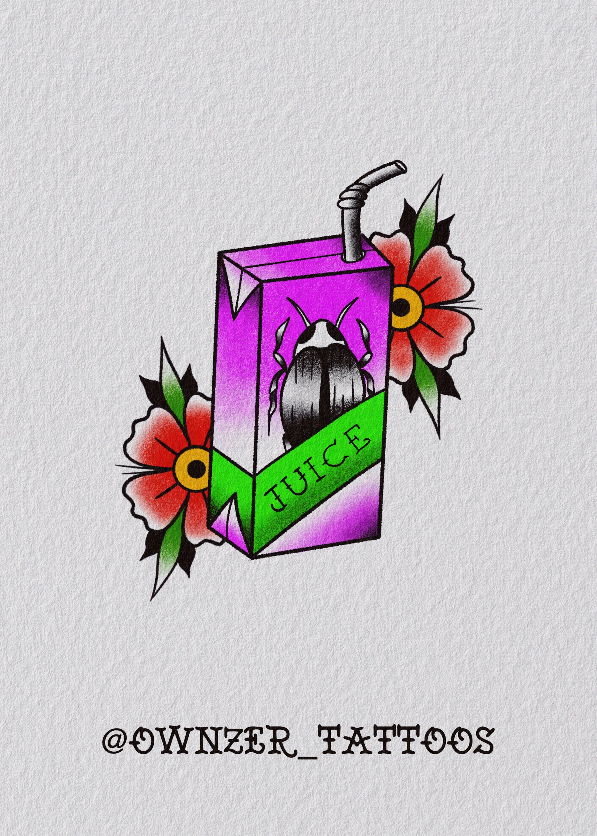 Beetle Juice Tattoo Design by Ownzer – Blackwork Flash at The Ink Factory Dublin

