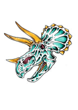 Load image into Gallery viewer, Dino Skull tattoo design by Sham Bielecki