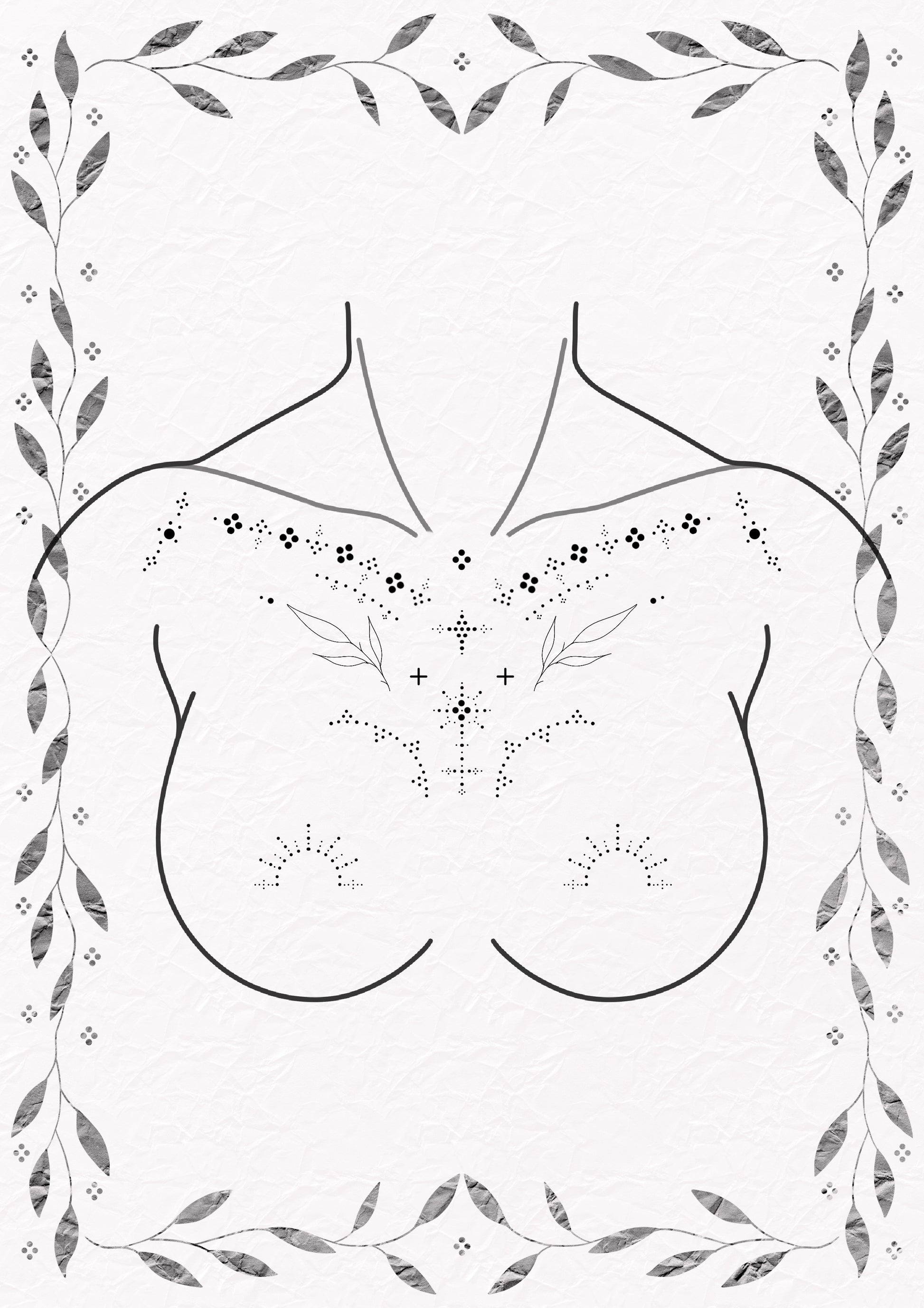 Exclusive chest tattoo design by Jess featuring ornamental fine line details and symmetrical flow – The Ink Factory Dublin