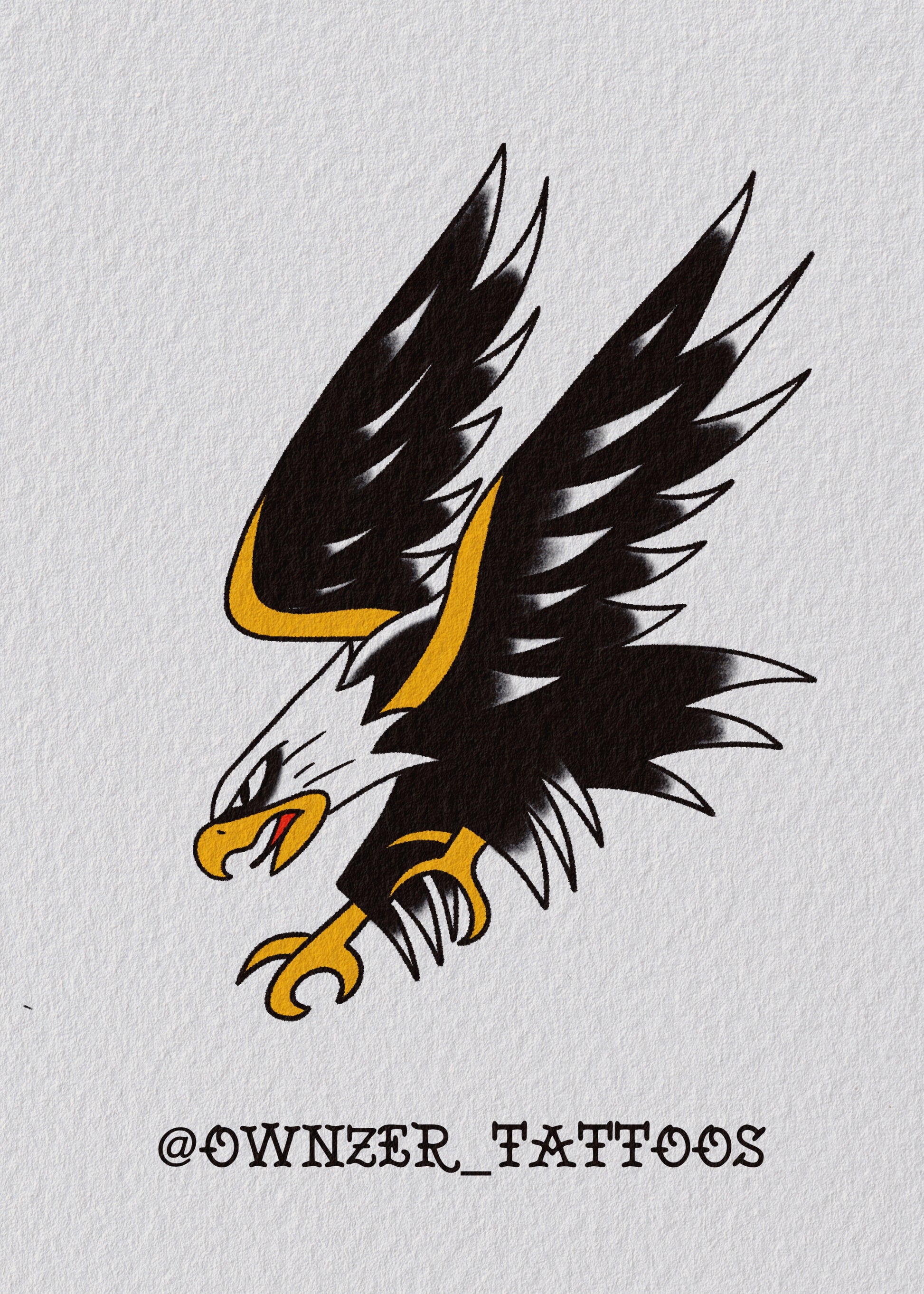 Eagle Tattoo Design by Eoin – Power Symbol Blackwork Flash at The Ink Factory Dublin

