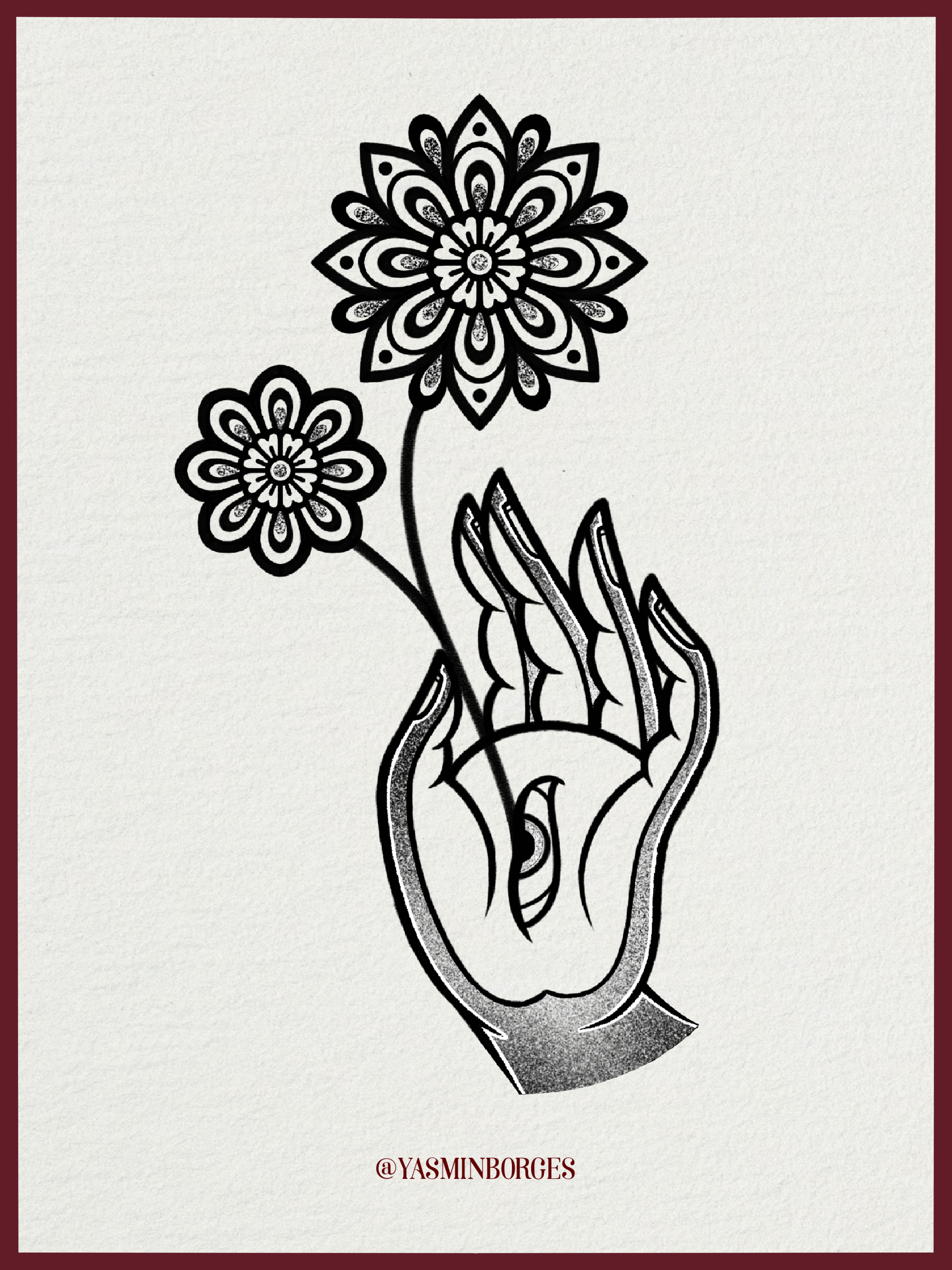 I See You Bloom Tattoo Flash by Yasmin – Bold Floral One-Off Design