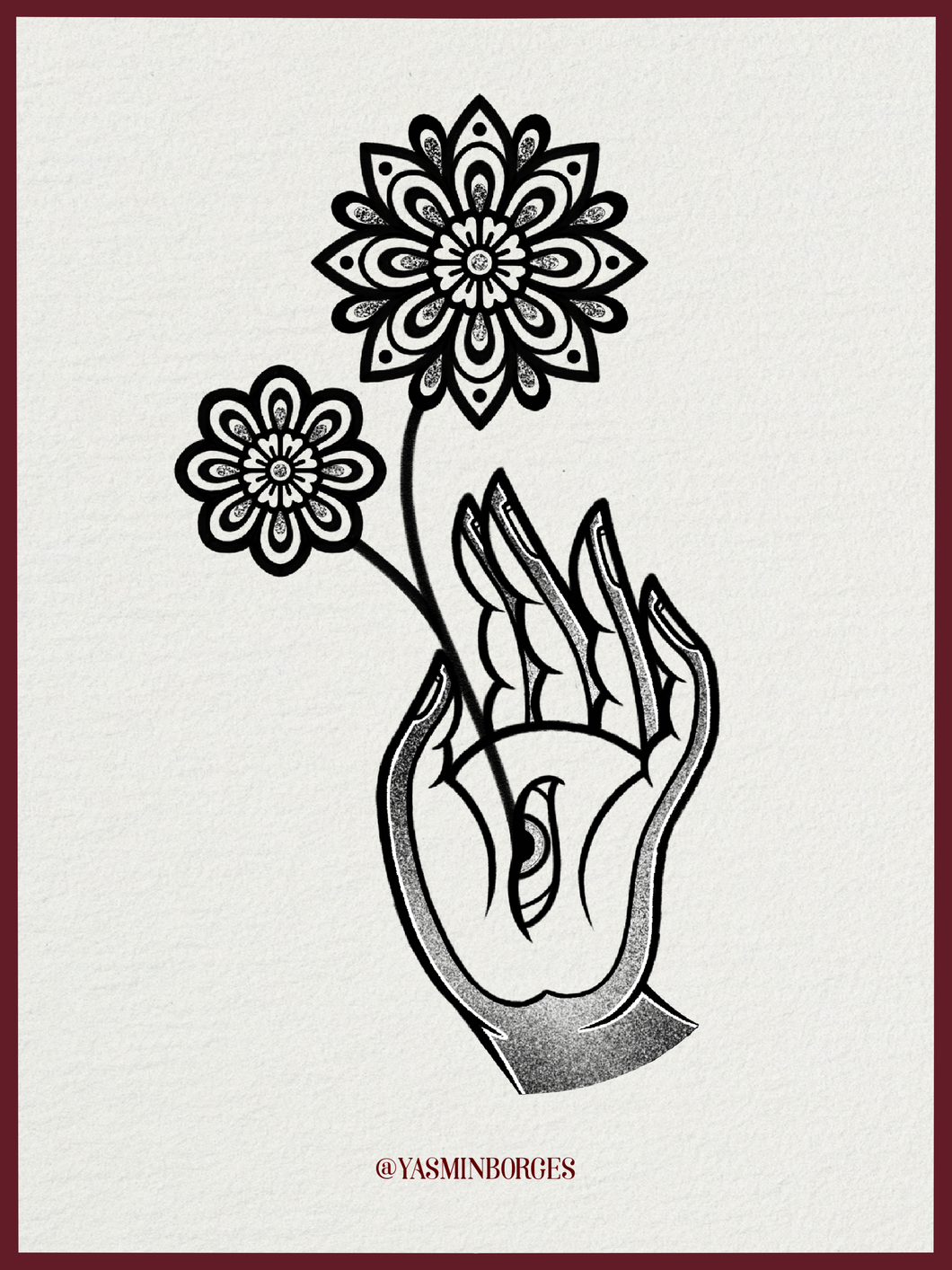 I See You Bloom Tattoo Flash by Yasmin – Bold Floral One-Off Design