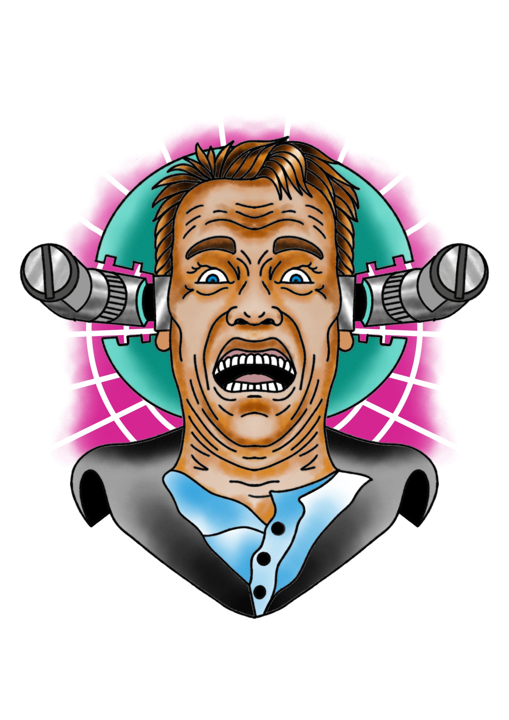 Kuato lives flash tattoo design by Sham B featuring mutant sci-fi elements in bold black and red style