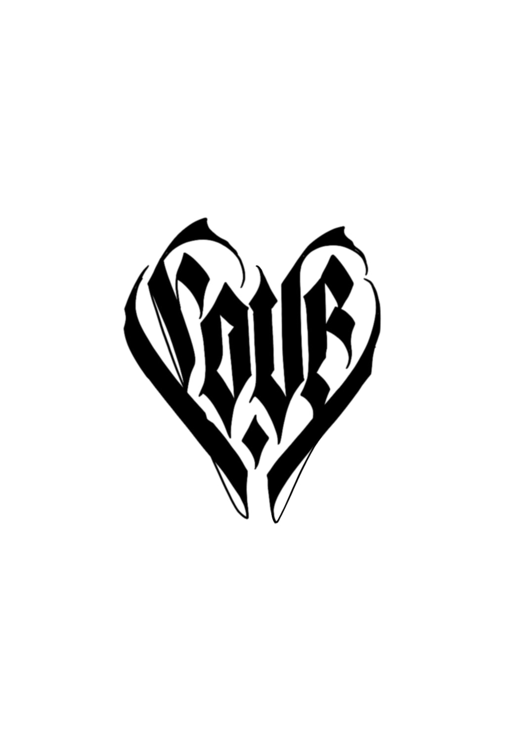 Love Calligram Tattoo Design by Marcell – Fine Line Flash at The Ink Factory Dublin

