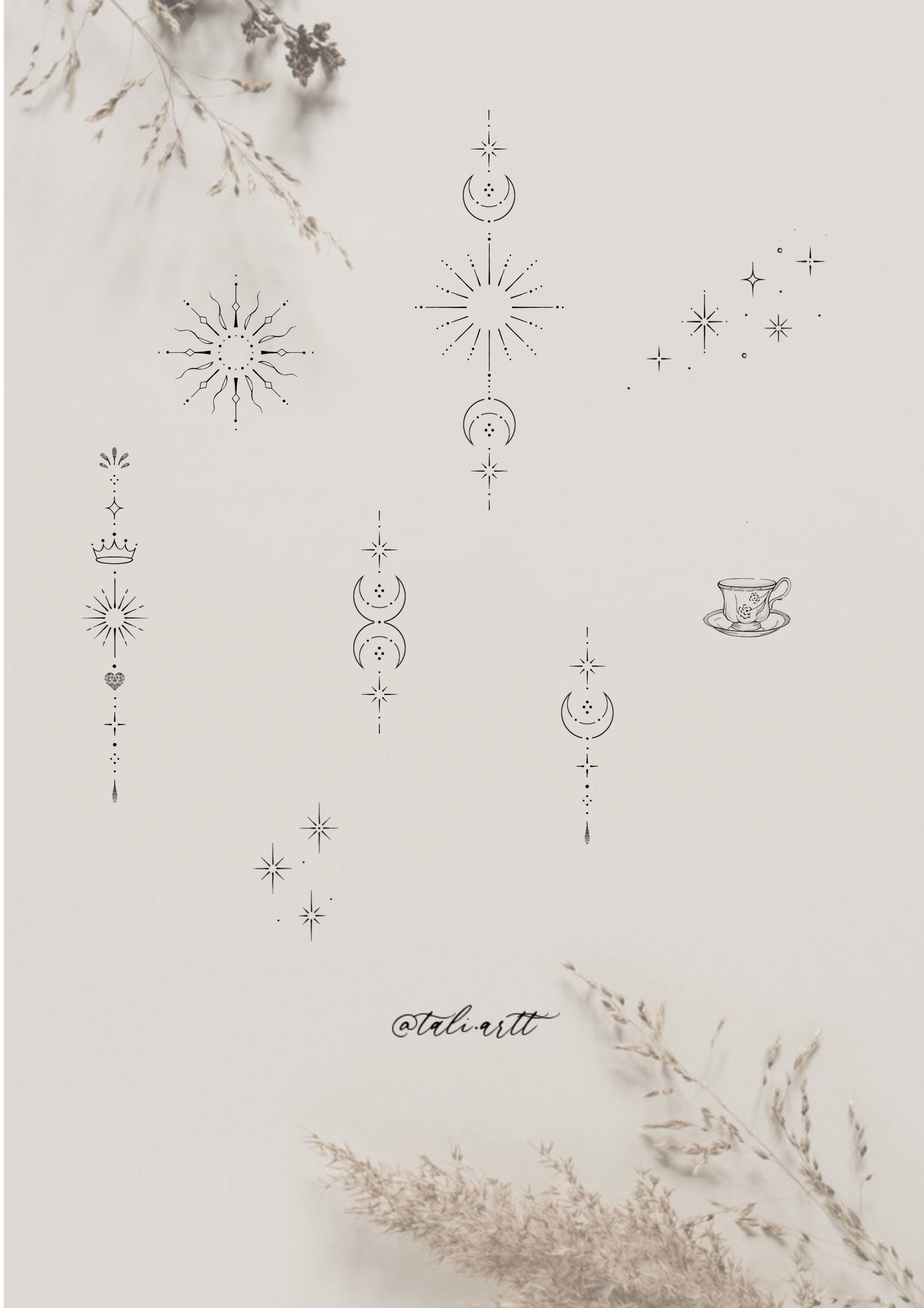 Dainty fine line and ornamental mini tattoo designs by Tali at The Ink Factory Dublin

