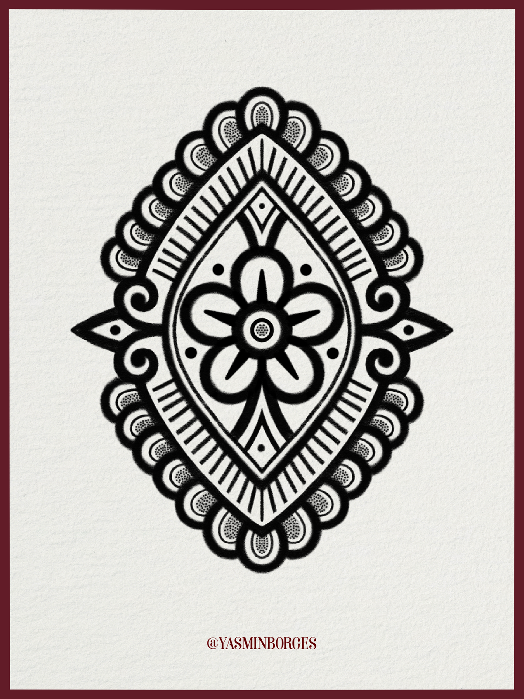 Ornament #2 Tattoo Flash by Yasmin – Symmetrical Decorative Ink Design