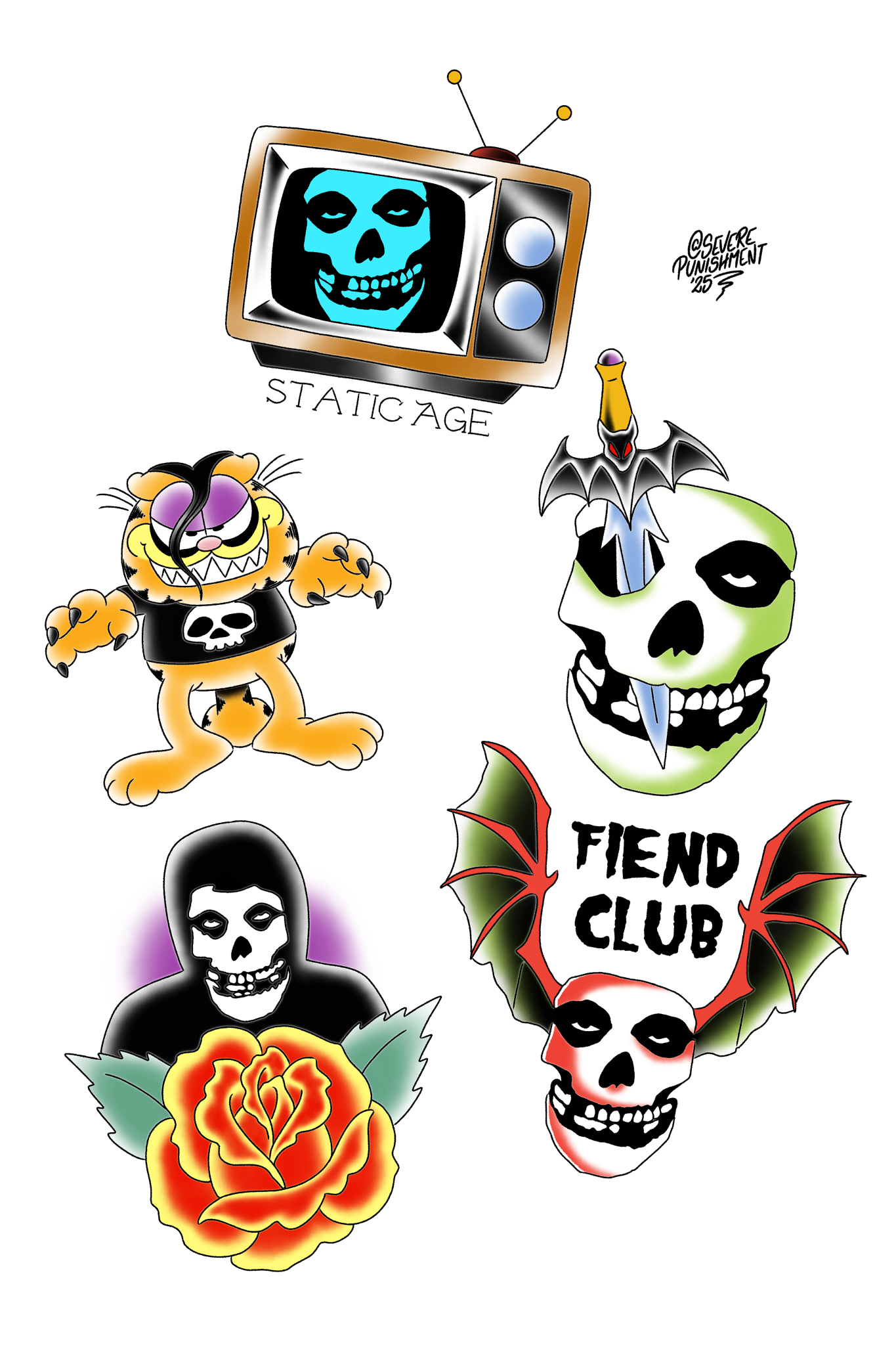 Punisher Skull Tattoo Design by Alan – Blackwork Flash at The Ink Factory Dublin

