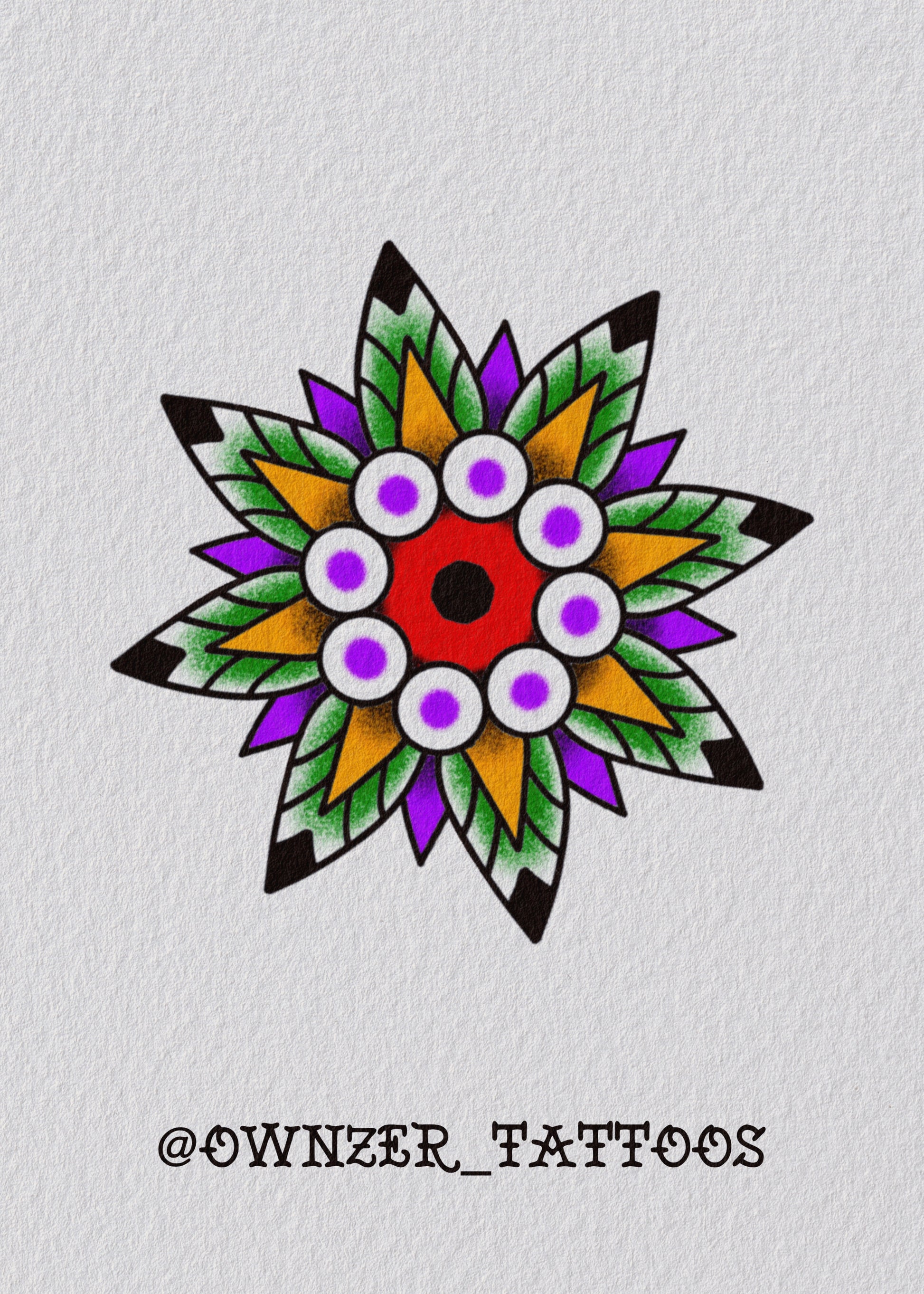 Purple Leaf Mandala Tattoo Design by Eoin – Botanical Blackwork Flash at The Ink Factory Dublin

