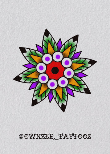 Purple Leaf Mandala Tattoo Design by Eoin – Botanical Blackwork Flash at The Ink Factory Dublin

