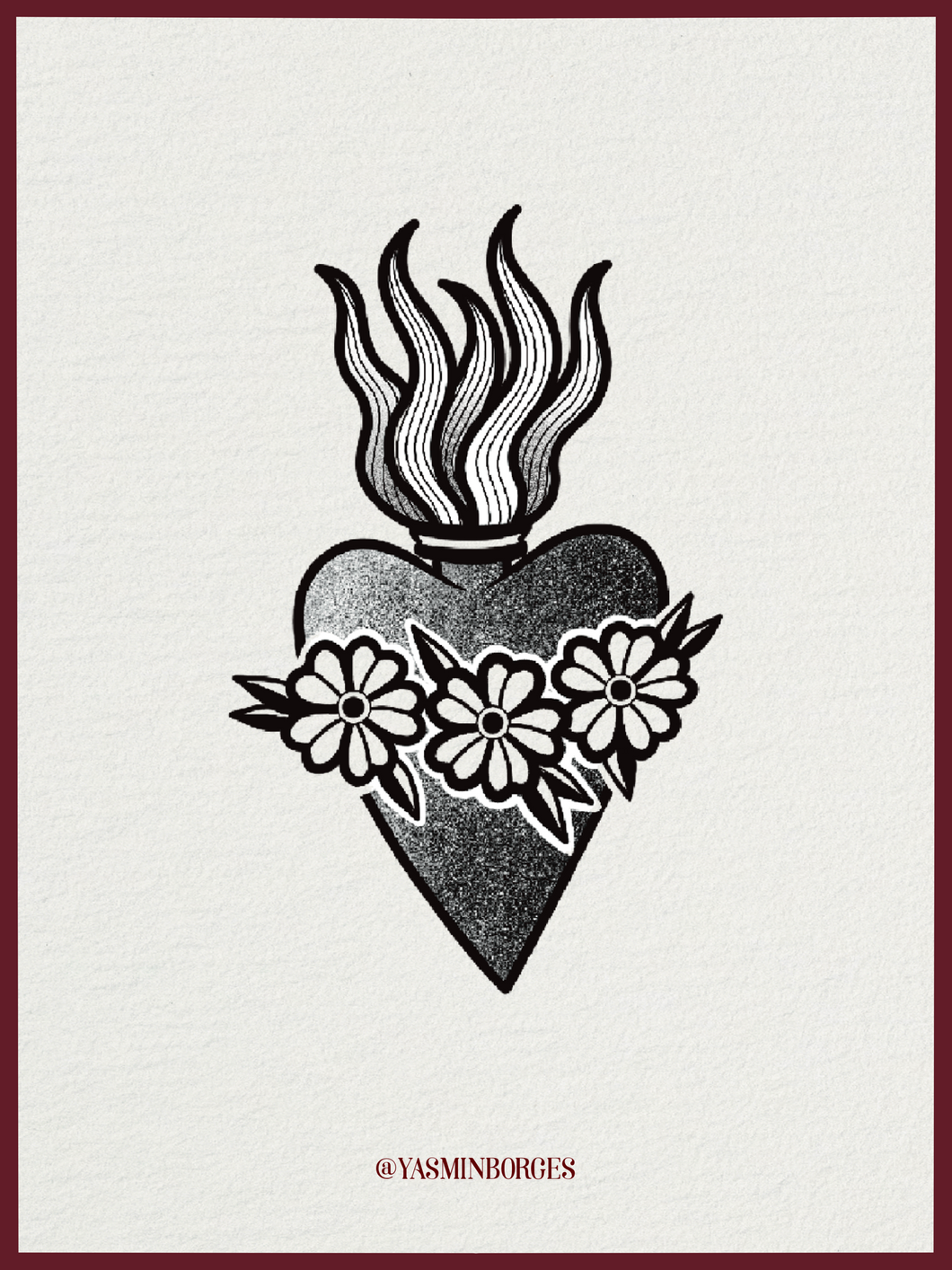 Sacred Heart Tattoo Flash by Yasmin – Bold Symbolic Design
