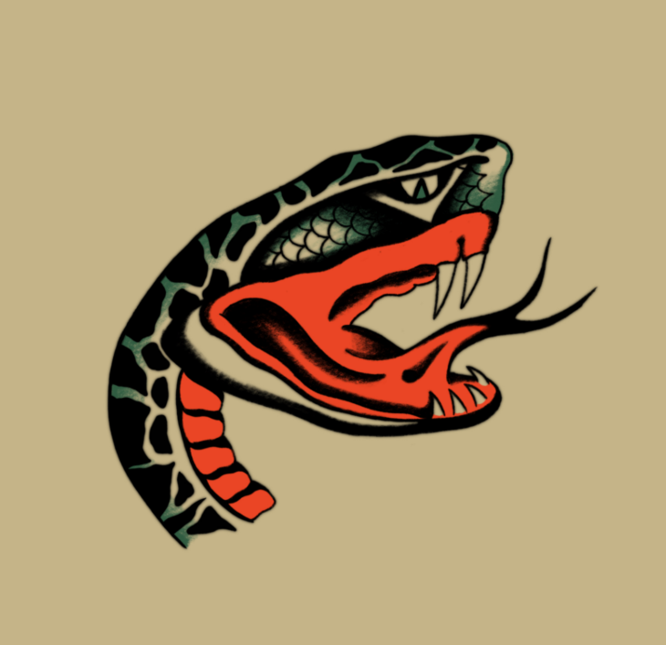 Snake Head Tattoo Design by Mario – Blackwork Flash at The Ink Factory Dublin

