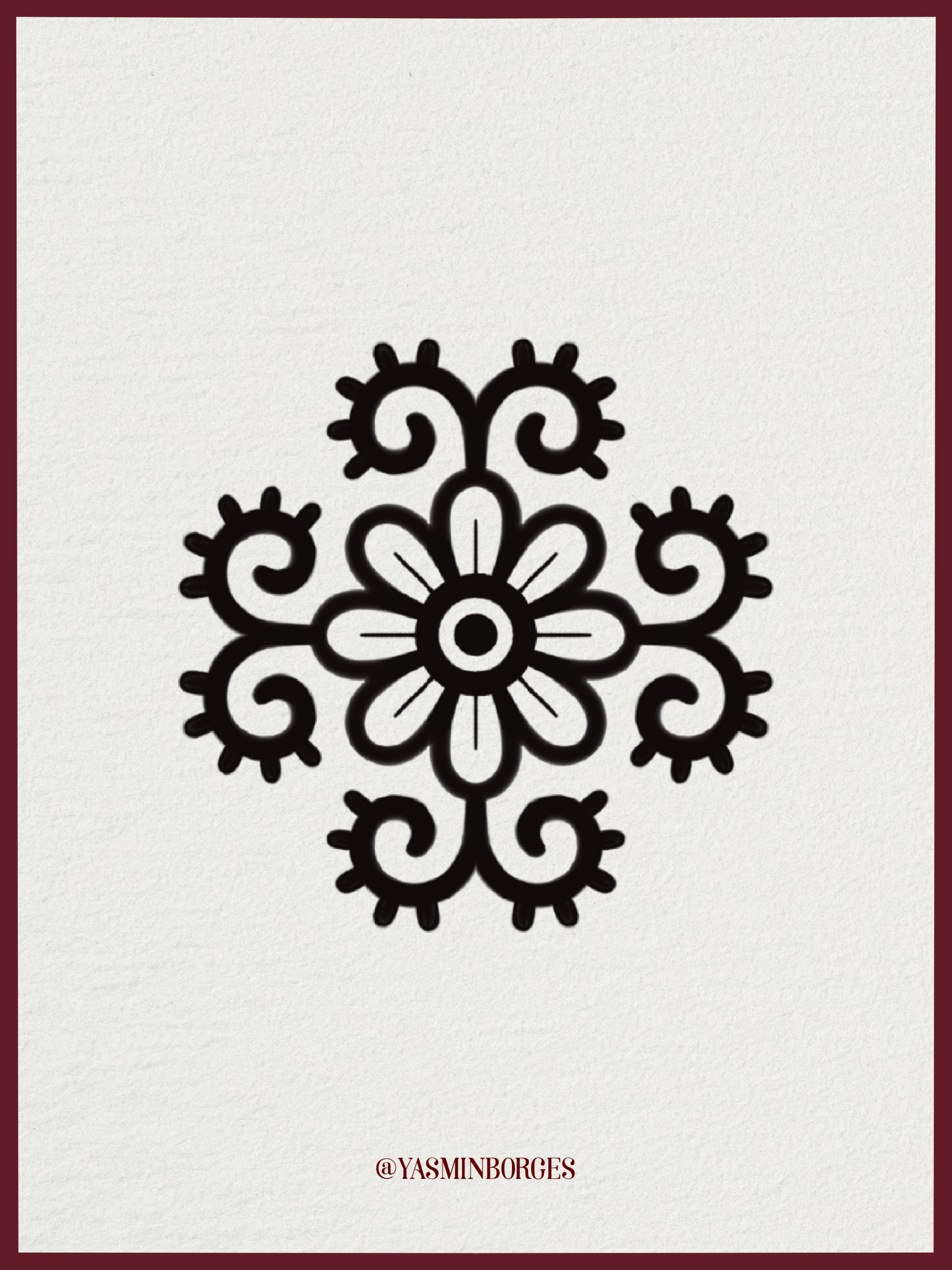 One with Nature Tattoo Flash by Yasmin – Botanical Symmetrical Design
