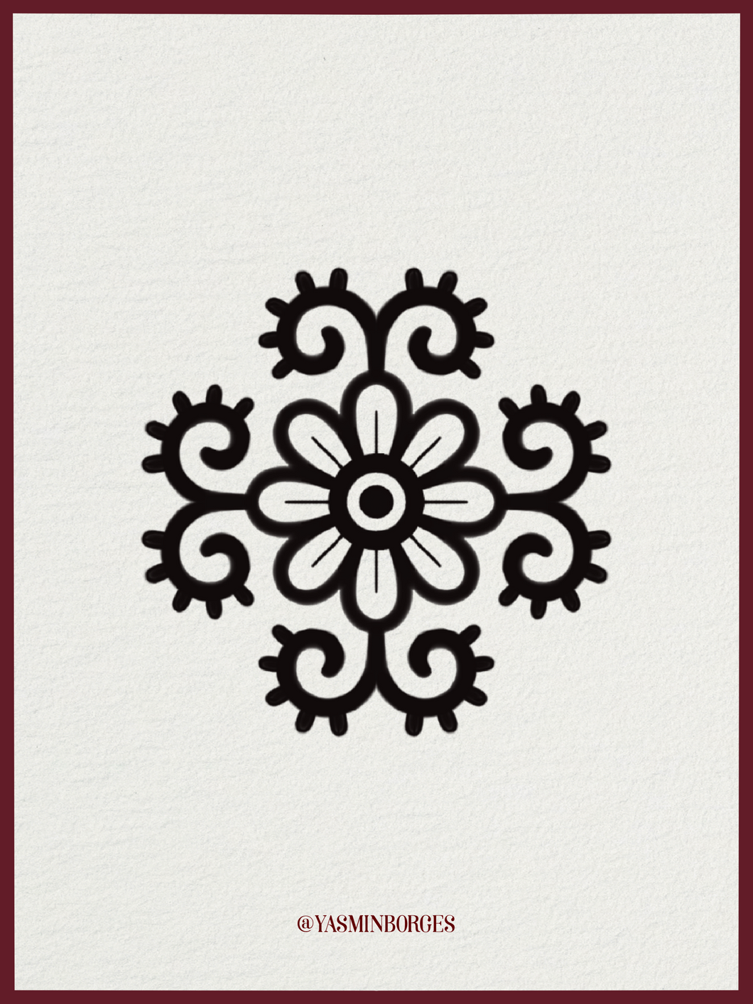 One with Nature Tattoo Flash by Yasmin – Botanical Symmetrical Design
