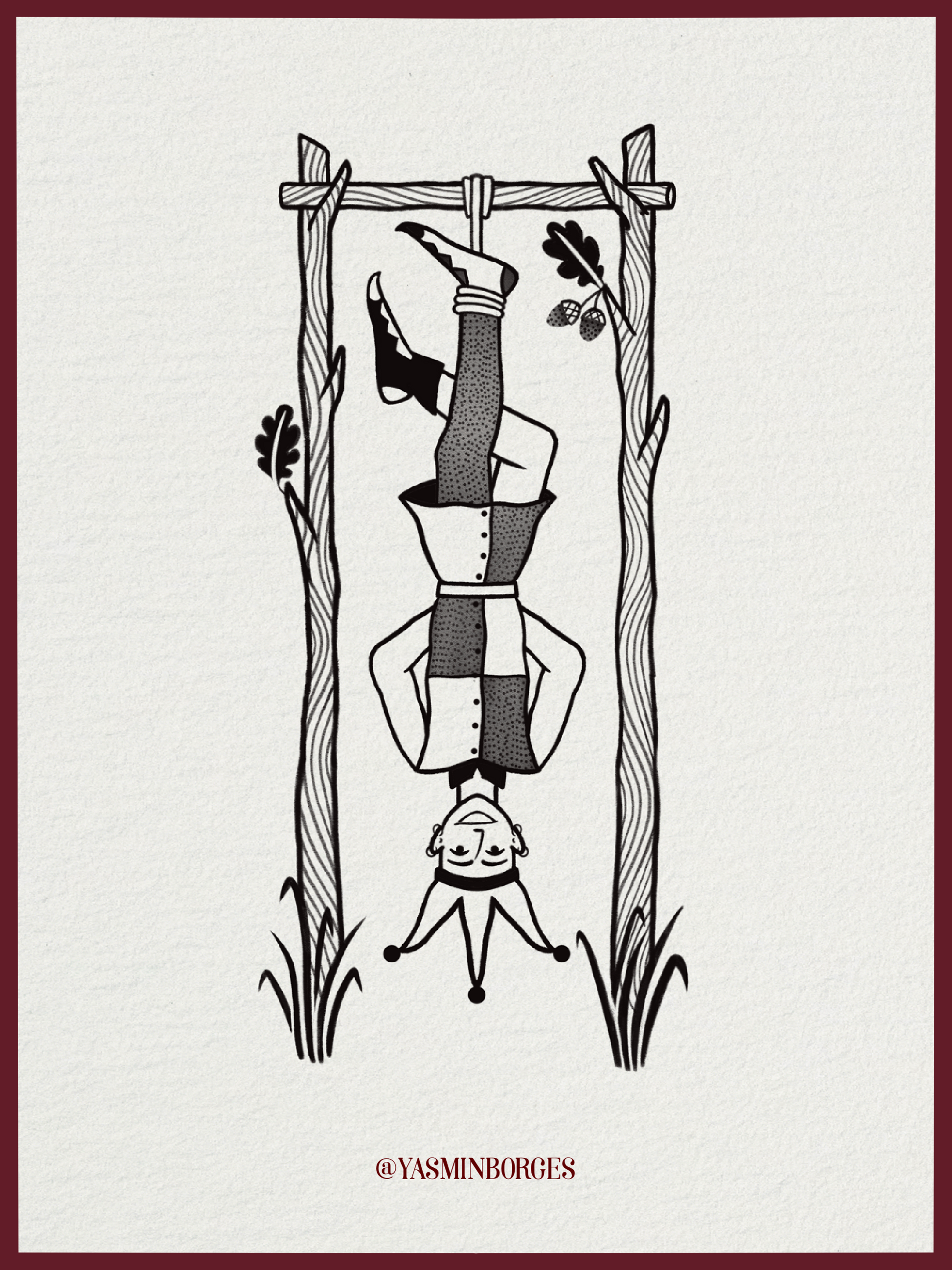 The Hanged Man fine line tarot-inspired tattoo design by Yasmin Borges – available at The Ink Factory Dublin