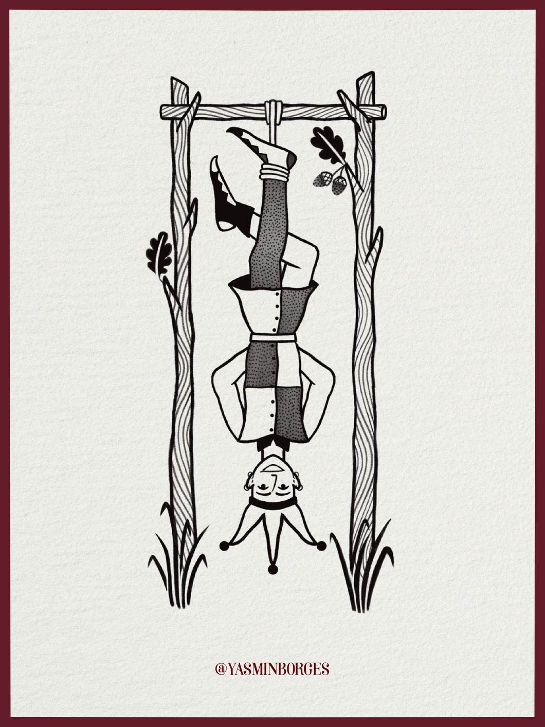 The Hanged Man fine line tarot-inspired tattoo design by Yasmin Borges – available at The Ink Factory Dublin