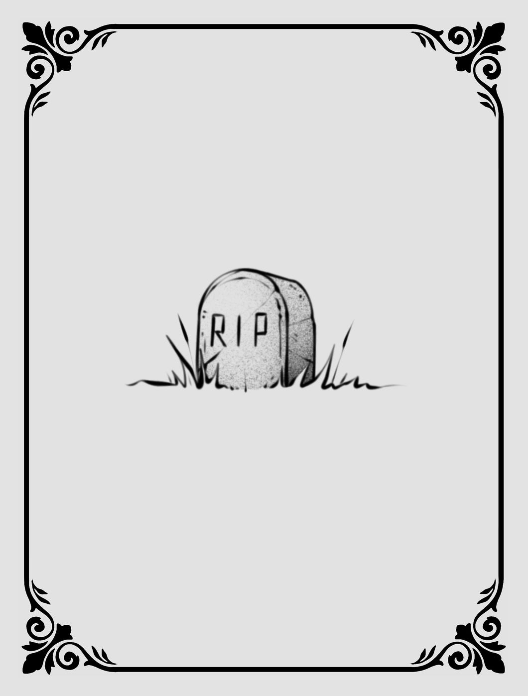 Tombstone tattoo flash by JPD with Western horror styling and graphic character