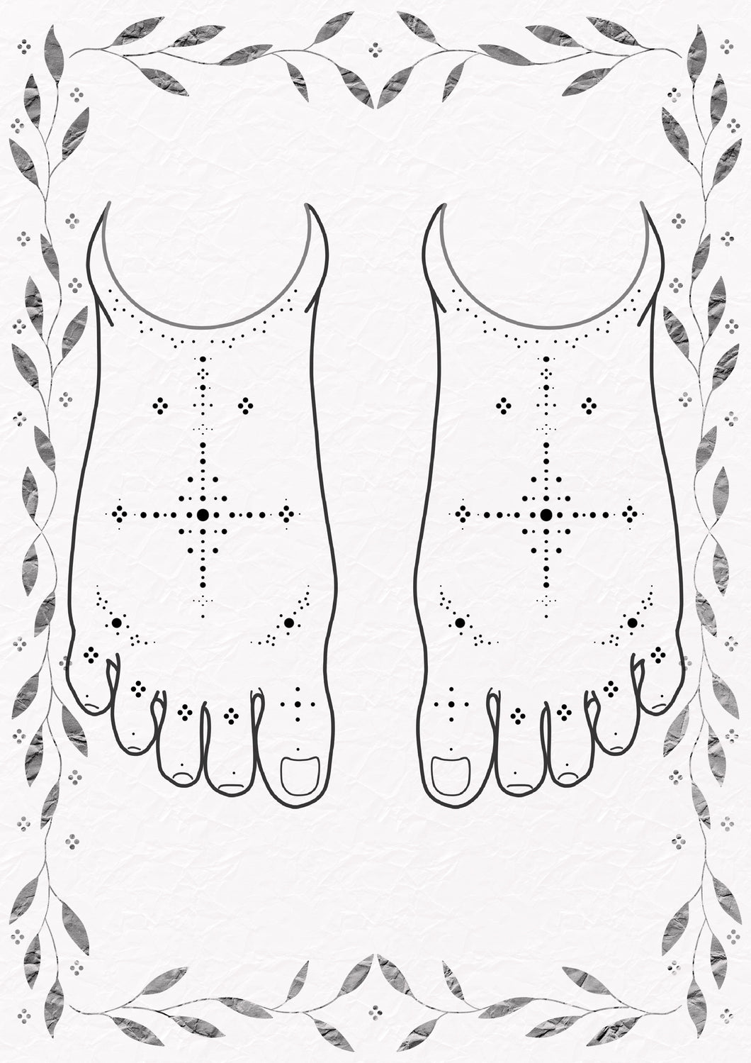 Symmetrical fine line feet tattoo design by Jess with ornamental floral and geometric elements – The Ink Factory Dublin